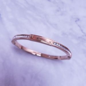 MK Rose Goldtone Baguette Crystal Bangle Bracelet